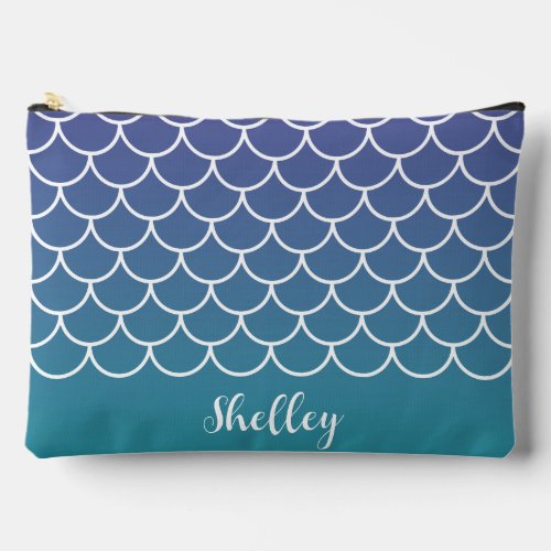 Purple Teal Gradient Mermaid Fishscale Accessory Pouch
