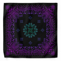 Purple & Teal Gradient Paisley Bandana