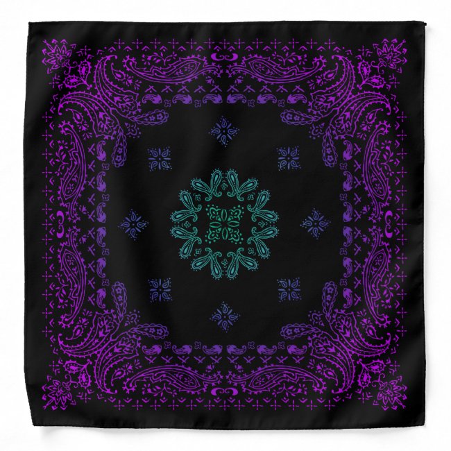 Purple & Teal Gradient Paisley Bandana