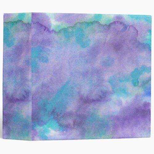 Purple Teal Green Abstract Watercolor 3 Ring Binder