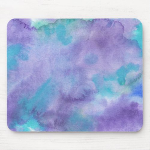 Purple Teal Green Abstract Watercolor Mouse Pad