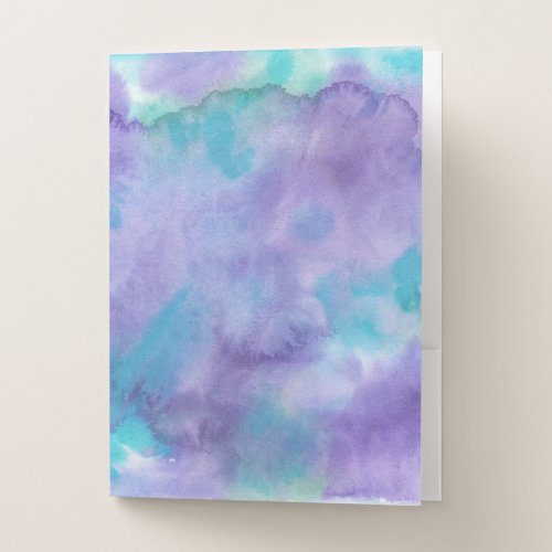 Purple Teal Green Abstract Watercolor Pocket Folder