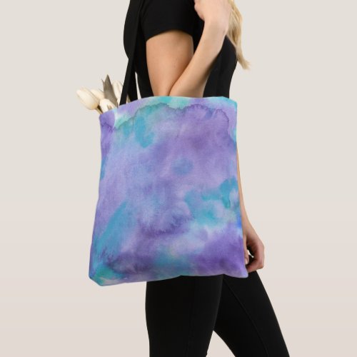 Purple Teal Green Abstract Watercolor Tote Bag