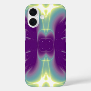 PURPLE TEAL GREEN LIGHT WAVES iPhone 16 CASE