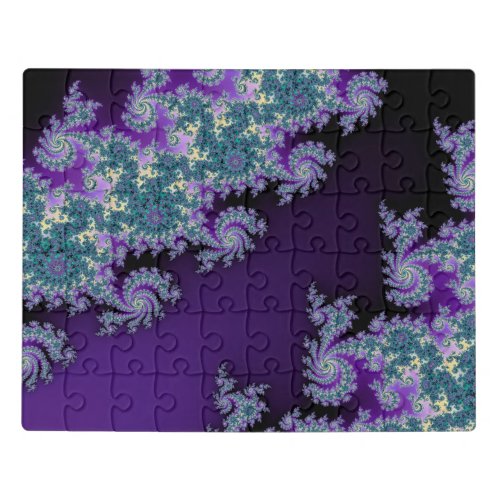 Purple Teal Green Mandelbrot Madness Fractal Jigsaw Puzzle