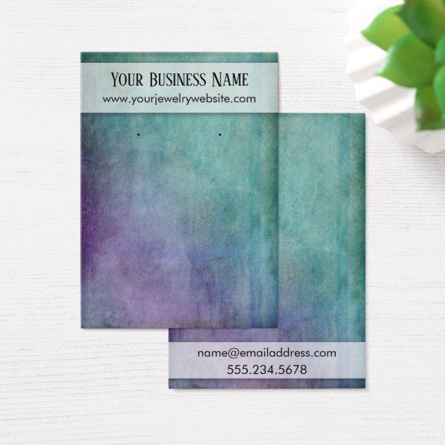 Purple & Teal Grunge Earring Holder Display Cards (Desk)