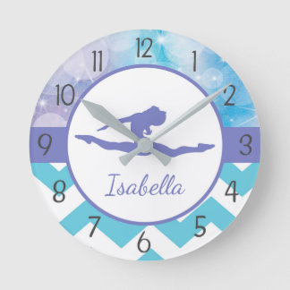 Purple Teal Gymnastics Wall Clock