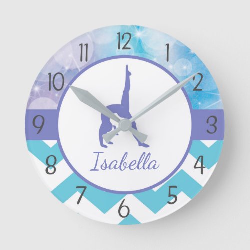 Purple Teal Gymnastics Wall Clock