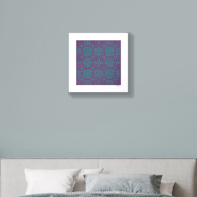 purple & teal Hitomezashi geometric tile (Bedroom)