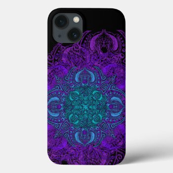 Purple & Teal Lacy Mehndi Iphone 13 Case by Rage_Case at Zazzle