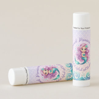 Purple Teal Little Mermaid Watercolor Birthday Lip Balm