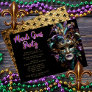 Purple | Teal Masquerade Mask Mardi Gras Party Invitation