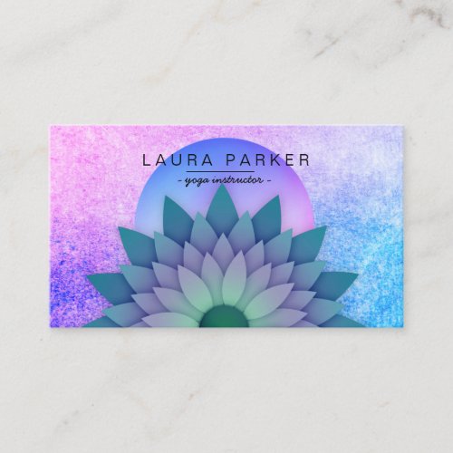 Purple Teal Meditation Holistic Lotus Flower Yoga Business Card