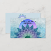 Purple Teal Meditation Holistic Lotus Flower Yoga Business Card (Front/Back)