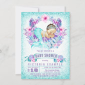 Purple Teal Mermaid Baby Shower Invitations (Front)