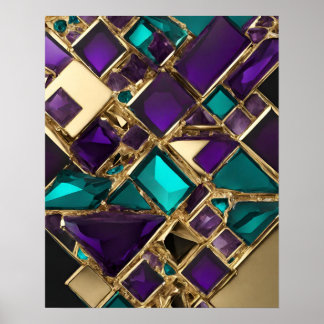 PURPLE TEAL MOSAIC WALL ART