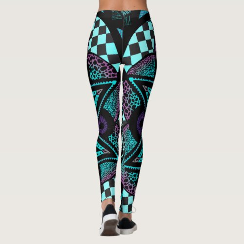 Purple  Teal Ombr Mandala Flower Yoga Leggings