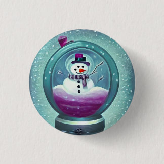 Purple Teal Painted Snow Globe Button