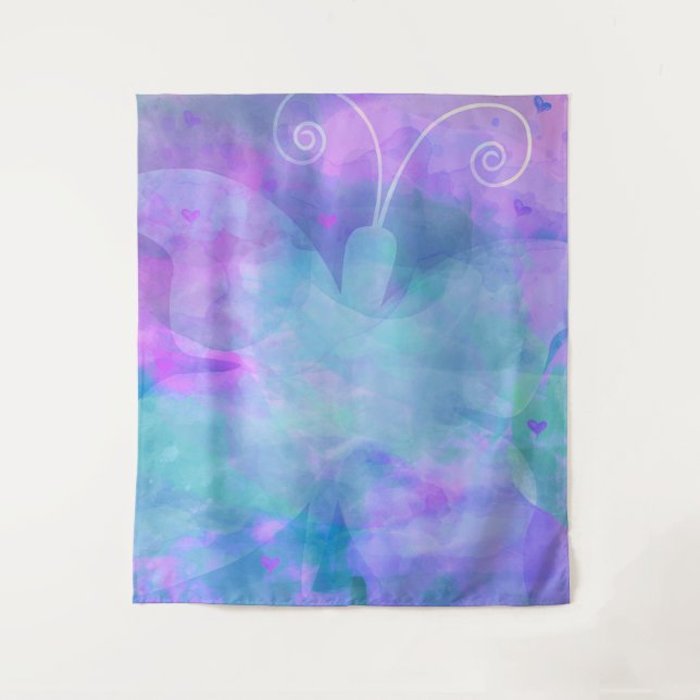 Purple Teal Pastel Butterfly Party Backdrop (Front)