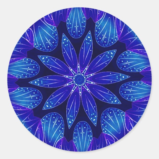 Purple & Teal Petals Mandala Classic Round Sticker (Front)