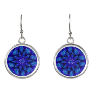 Purple & Teal Petals Mandala Earrings