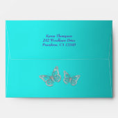 Purple Teal Silver Floral Butterfly A7 Envelope (Back (Top Flap))