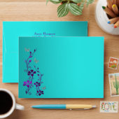 Purple Teal Silver Floral Butterfly A7 Envelope (Desk)
