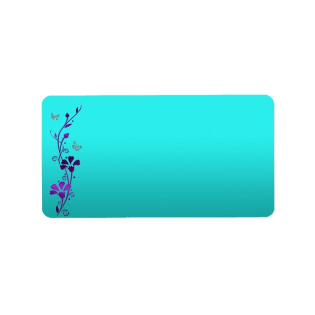 Purple Teal Silver PRINT-AT-HOME Address Label (Front)