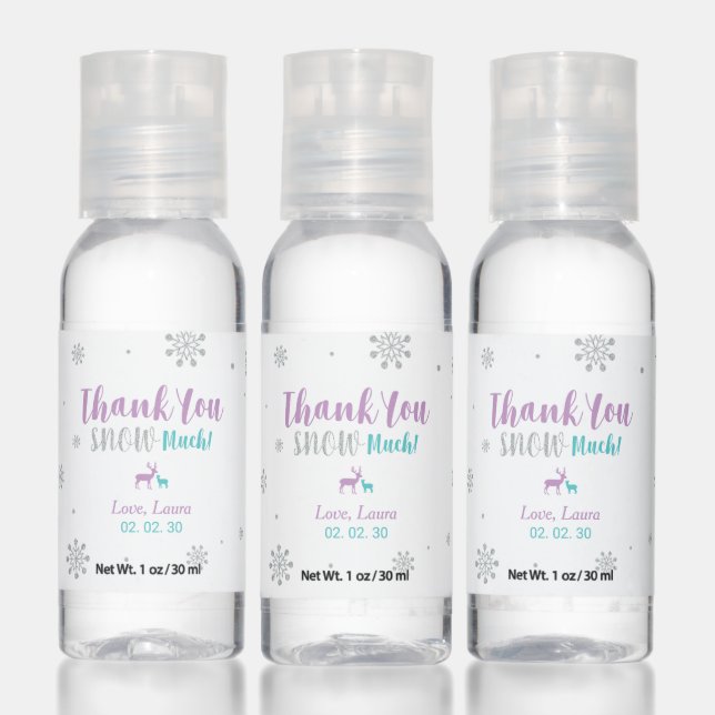 Purple, Teal, Silver Winter Wonderland Party Favor Hand Sanitizer (Set)