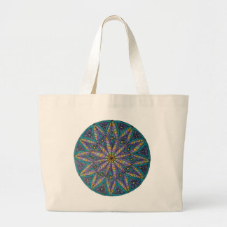 Purple/Teal Starburst Mandala Tote Bag