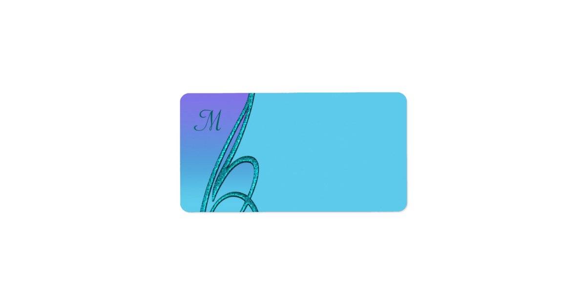 Purple Teal Swirl Monogram Address Labels | Zazzle