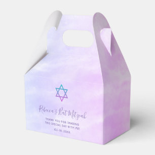 Purple Teal Tie Dye Bat Mitzvah Favor Boxes
