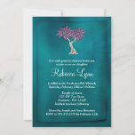 Purple Teal Tree of Life Bat Mitzvah Invitations<br><div class="desc">An elegant tree of life Bat Mitzvah invitation. Featuring a purple flowering tree on a teal blue background. Easily personalize for your event!</div>
