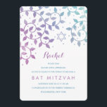 Purple   Teal Tree of Life Bat Mitzvah Invitations<br><div class="desc">Pretty tree of life Bat Mitzvah invitations featuring swirling leaves and a Star of David in pretty purple and teal watercolor. Customize these unique invitations yourself online.</div>