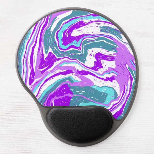 Purple, Teal, Turquoise Marble Fluid Art    Gel Mouse Pad (Front)