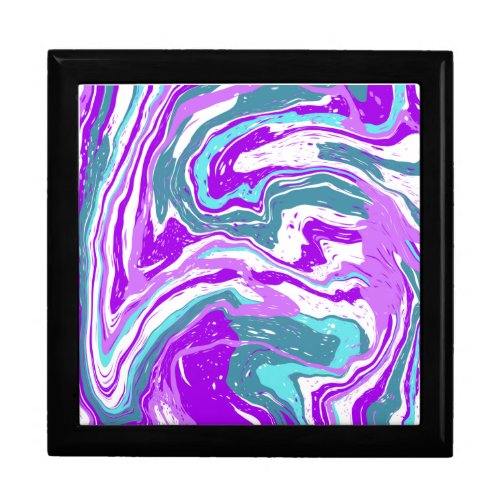 Purple Teal Turquoise Marble Fluid Art    Gift Box