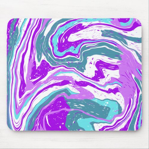 Purple Teal Turquoise Marble Fluid Art   Mouse Pad