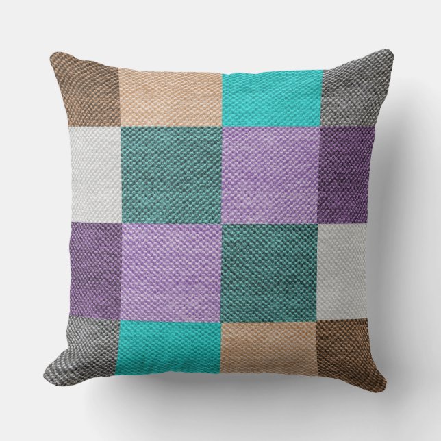 Purple Teal Turquoise Modern Decorative Large Throw Pillow (Front)