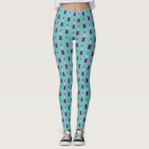 Purple Teal Ukulele Music Instrument Leggings