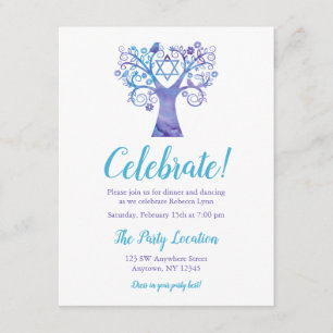 Purple Teal Watercolor Tree of Life Reception Enclosure Card