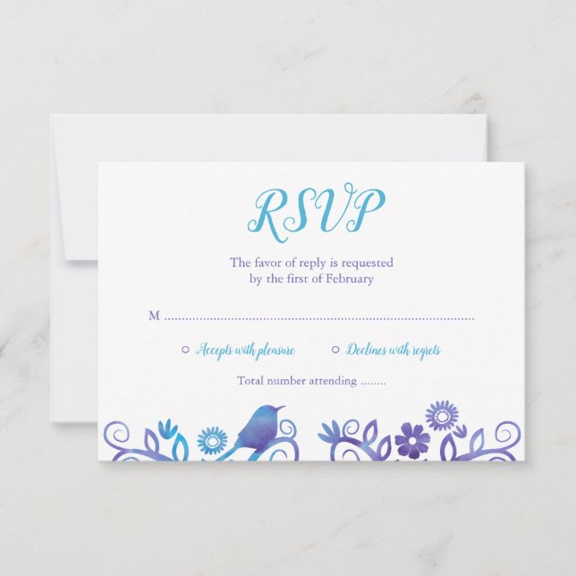 Purple Teal Watercolor Tree of Life RSVP (Front)