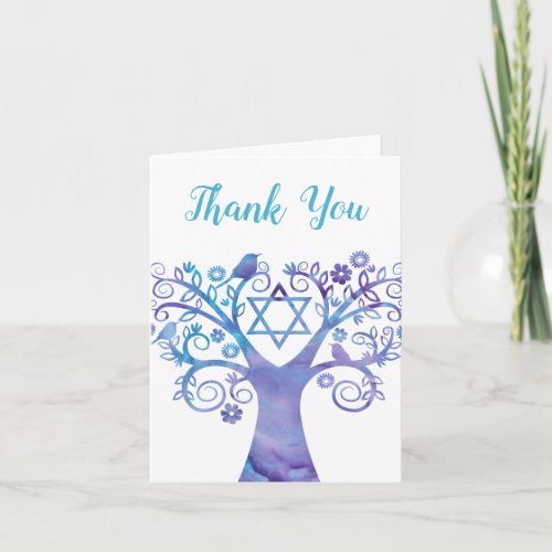 Purple Teal Watercolor Tree of Life Thank You