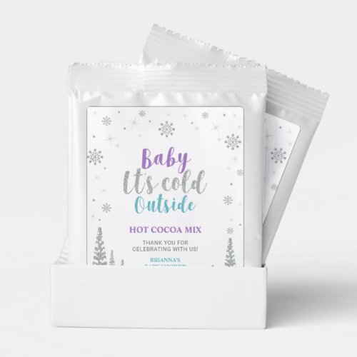 Purple  Teal Winter Baby Its Cold Outside Shower Hot Chocolate Drink Mix