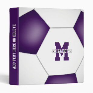 purple team colors soccer player gifts 3 ring binder