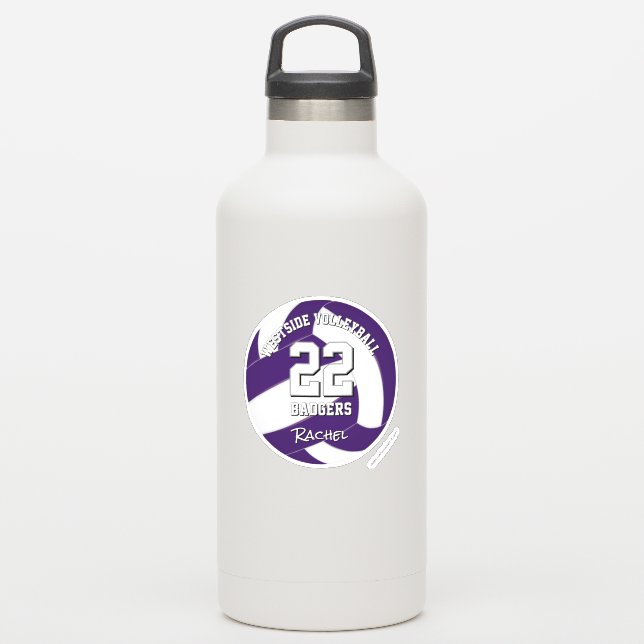 purple team colors volleyball player sticker (Waterbottle)