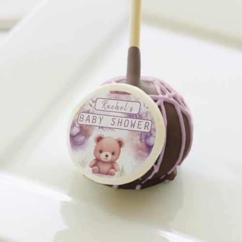 Purple Teddy Bear and Flowers _ Baby Shower Cake Pops