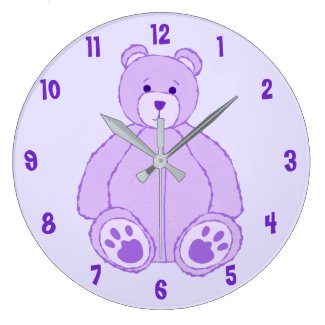 Purple Teddy Bear Square Wall Clock