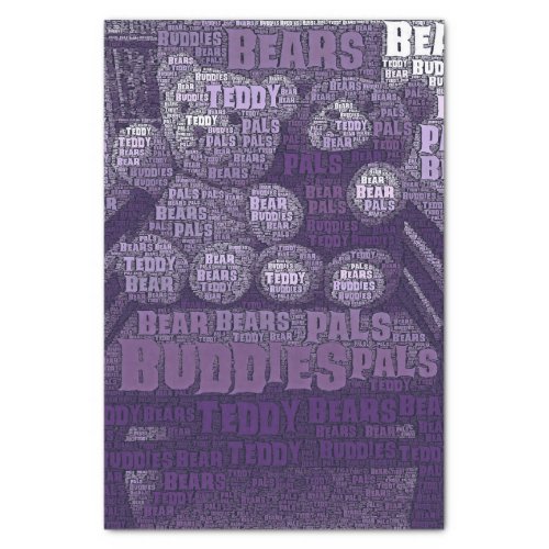 Purple Teddy Bears Best Friends Typography Tissue Paper
