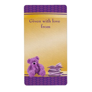 Purple Teddy Bring A Book Baby Shower Bookplates by AJ_Graphics at Zazzle