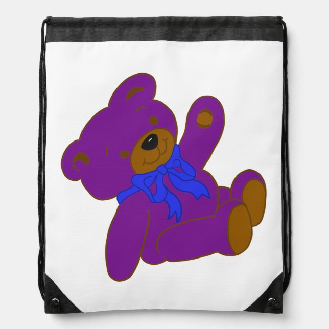 Purple Teddy Drawstring Bag (Front)